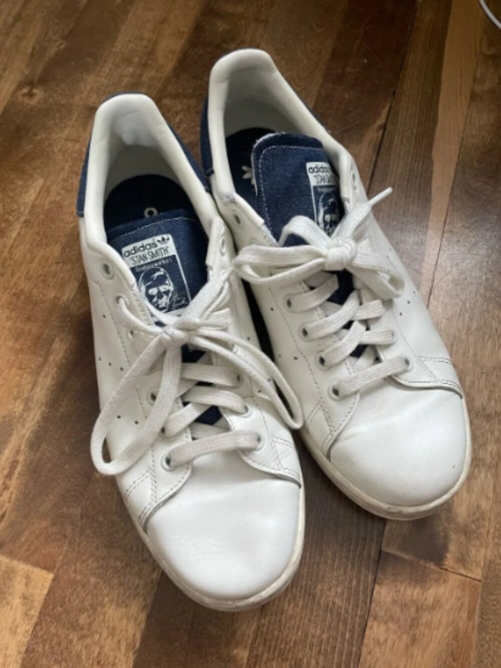 Adidas Stan smith off white leather and denim accents sneakers 8.5M